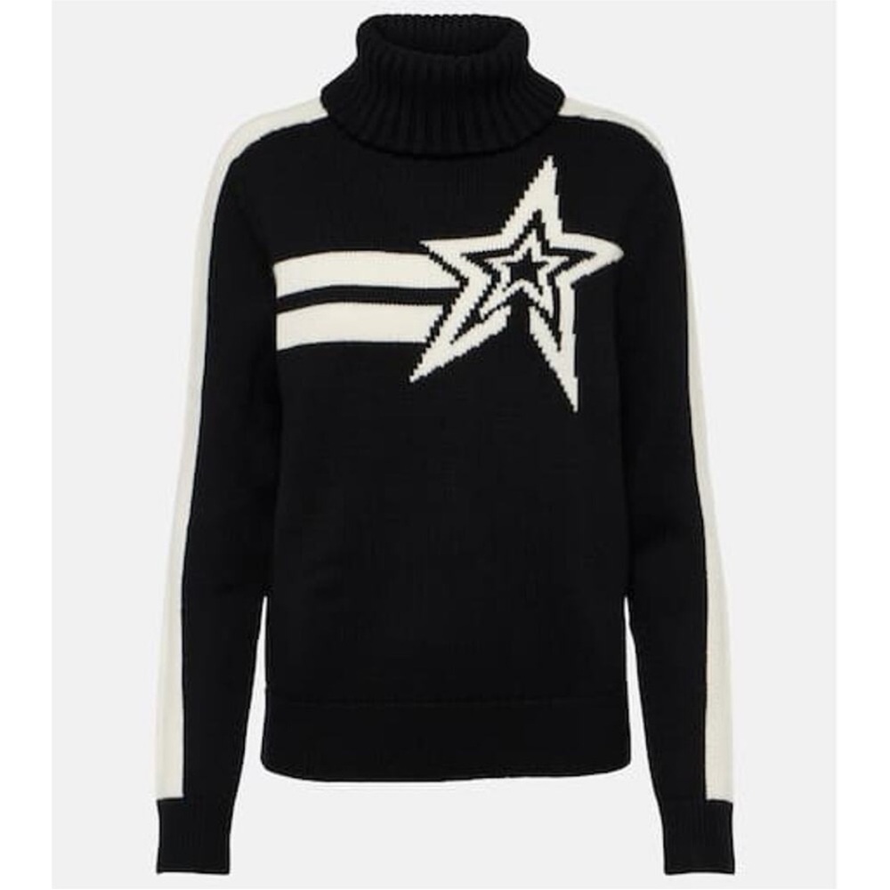 Perfect moment Claudia Black and White Star Sweater - 100% merino wool